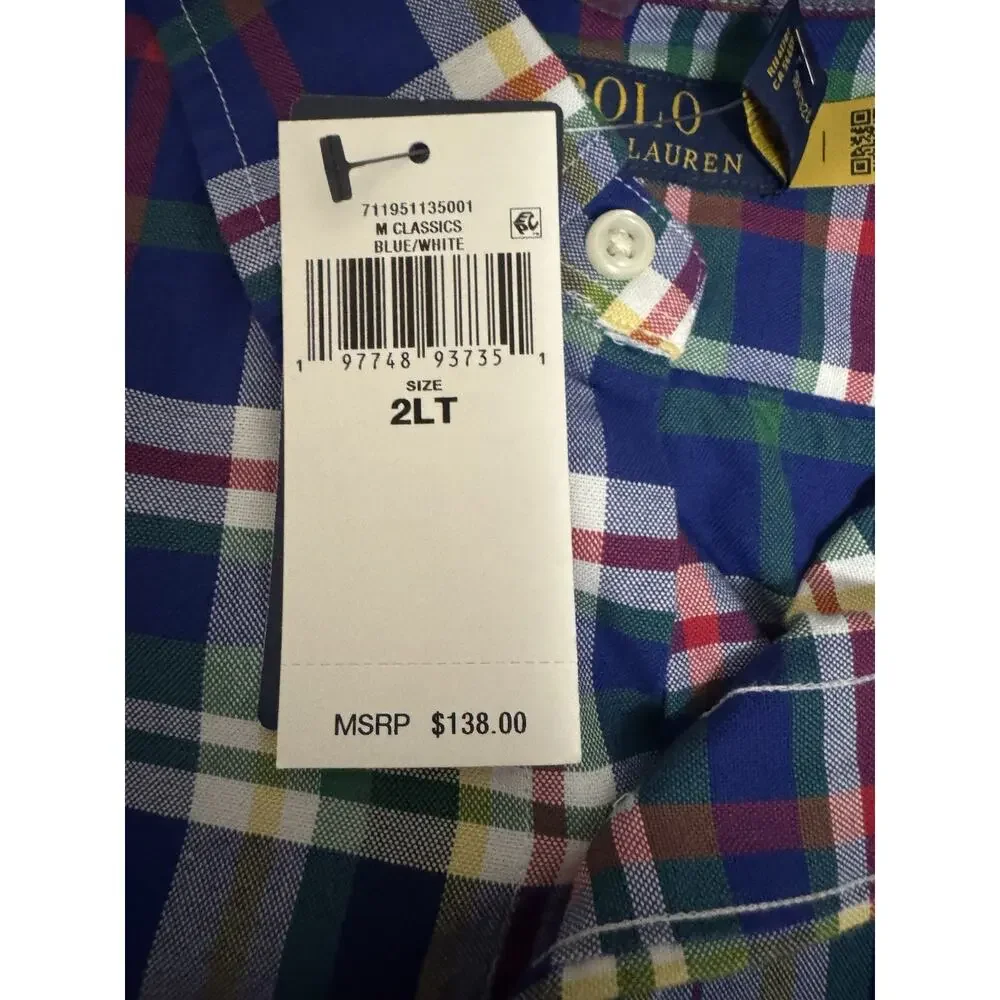 Polo Ralph Lauren Classic Fit Button Down‎ Plaid Shirt Mens 2XLT Multicolor L/S